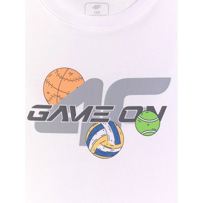 6. T-shirt regular z nadrukiem chłopięcy 4F 4FJRAW26TTSHM4346-10S