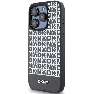 2. Etui DKNY Leather Printed Pattern Metal Logo MagSafe na iPhone 15 Pro Max - czarne