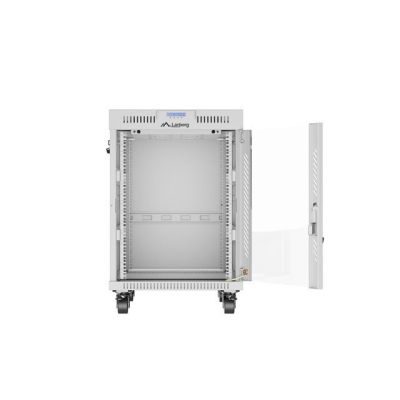 8. Szafa instalacyjna rack stojąca 19" 15U 600x800 szara drzwi szklane LCD Lanberg (Flat Pack) V2