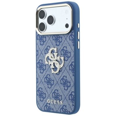 2. Etui Guess 4G & Big Strass Logo na iPhone 18 Pro Max / 17 Pro Max - niebieskie