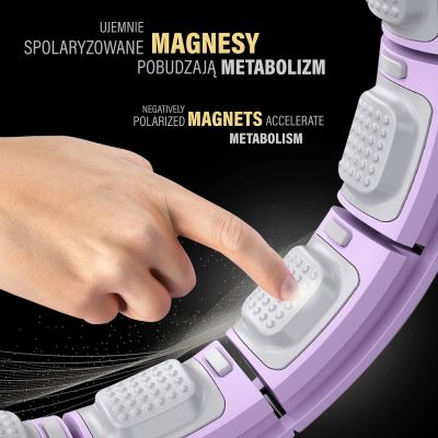 9. ZESTAW HULA HOP MAGNETYCZNY VIOLET HHM13 Z LICZNIKIEM HMS + PAS WYSZCZUPLAJĄCY BR163 BLACK