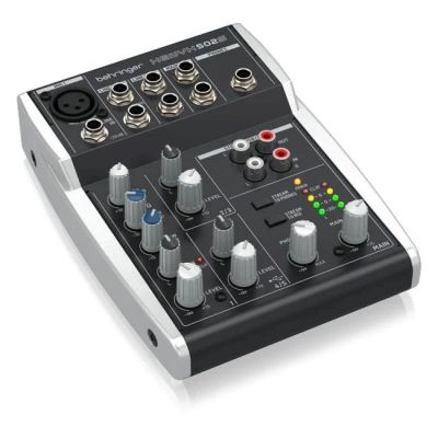 2. Behringer 502S - 5-kanałowy kompaktowy mikser analogowy z interfejsem USB zaprojektowany specjalnie do obsługi podcastów, streamowania oraz nagrywania w domu