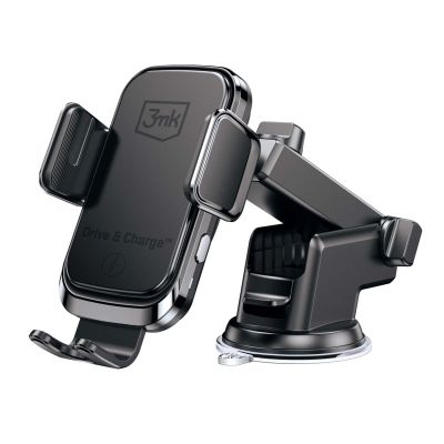 6. Uchwyt 3mk Drive & Charge do samochodu na telefon na kratkę / szybę / kokpit z ładowarką indukcyjną - czarny