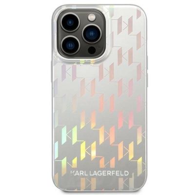 2. Etui Karl Lagerfeld Karl Lagerfeld Monogram Iridescent na iPhone 14 Pro - srebrne
