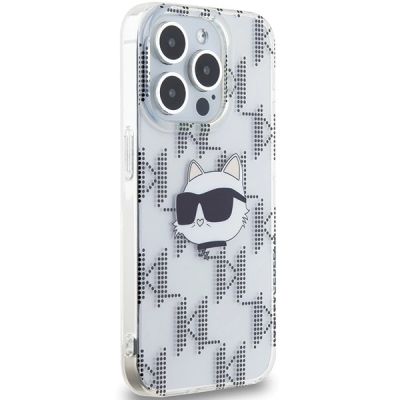 4. Etui Karl Lagerfeld IML Choupette Head & Monogram na iPhone 15 Pro - przezroczyste