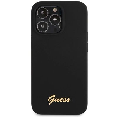 3. Etui Guess Silicone Script Gold Logo na iPhone 13 Pro Max - czarne
