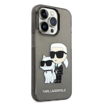 4. Etui Karl Lagerfeld Glitter Karl&Choupette na iPhone 14 Pro - czarne