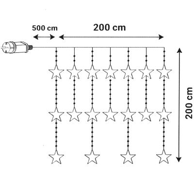28. LAMPKI CHOINKOWE KURTYNA ŚWIETLNA 200x200 CM 415LED GWIAZDKI MULTIKOLOR