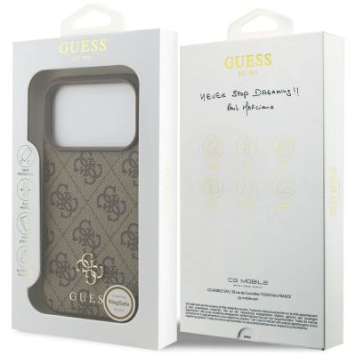 8. Etui Guess 4G Small Classic Logo MagSafe na iPhone 17 Pro / 18 Pro - brązowe