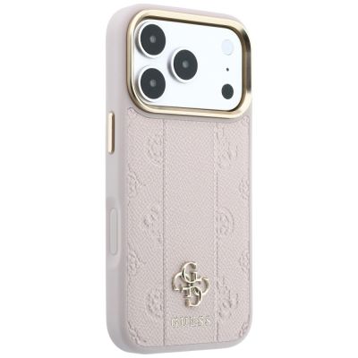 4. Etui Guess Stripe Peony 4G Logo MagSafe na iPhone 17 Pro Max / 18 Pro Max - różowe