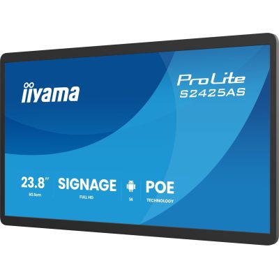 4. iiyama ProLite S2425AS-B1P Płaski panel Digital Signage 60,5 cm (23.8") LCD Wi-Fi 500 cd/m2 Full HD Czarny Procesor wbudowany Android 24/7