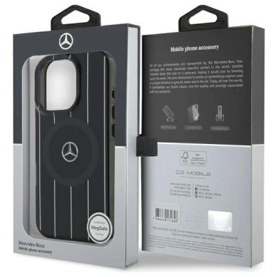 8. Etui Mercedes MB Double Layer Crossed Lines MagSafe na iPhone 16 Pro - czarne