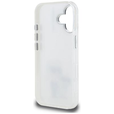 7. Etui Karl Lagerfeld IML Aquarelle Karl & Choupette & Logo na iPhone 16 - białe