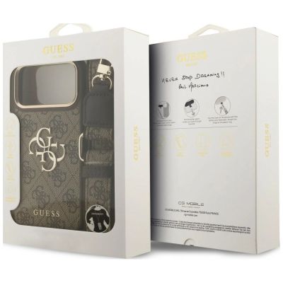 9. Etui Guess 4G Big 4G Classic Logo Big Strap Metal Buttons na iPhone 18 Pro Max / 17 Pro Max - brązowe