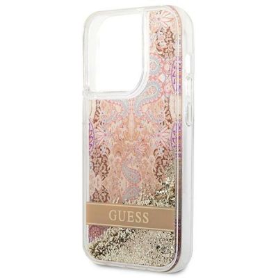 6. Etui Guess Paisley Liquid Glitter na iPhone 14 Pro - złote