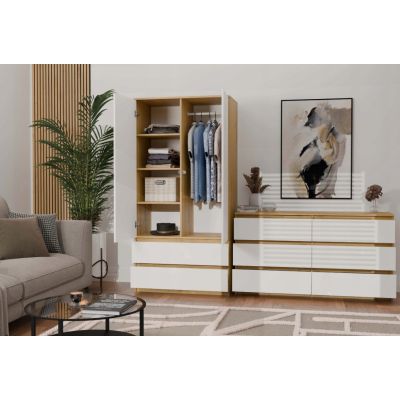 7. M6 MALWA KOMODA 120CM 6 SZUFLAD ART/BIEL KOMPLET
