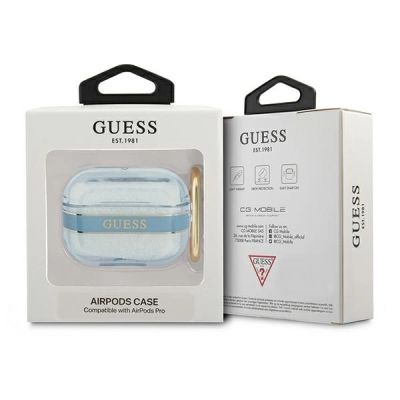 3. Etui Guess Strap Collection na AirPods Pro - niebieskie