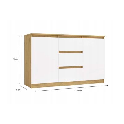 7. KOMODA 2 DRZWI 3 SZUFLADY ARTISAN/BIEL KOMPLET