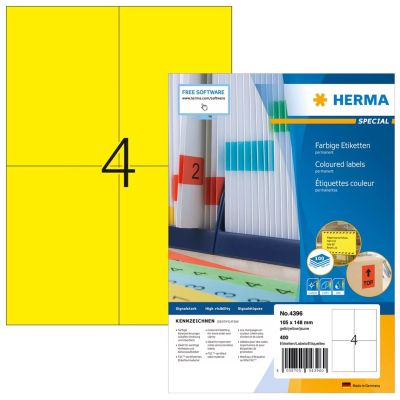 HERMA Etiketten A4 gelb 105x148 mm Papier matt 400 St.