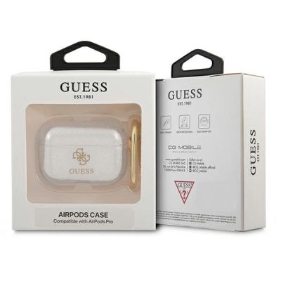 3. Etui Guess Glitter Collection na AirPods Pro - przezroczyste