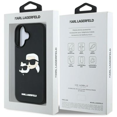 8. Etui Karl Lagerfeld HC 3D Rubber Double Heads na iPhone 16 - czarne