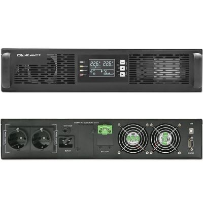 6. Qoltec Zasilacz awaryjny UPS do RACK 3kVA 3000W Power Factor 1.0 LCD EPO USB On-line