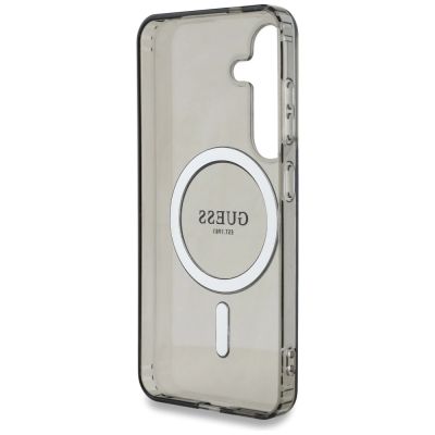 7. Etui Guess Glitter Circle Classic Logo MagSafe do Samsung Galaxy S25 czarny
