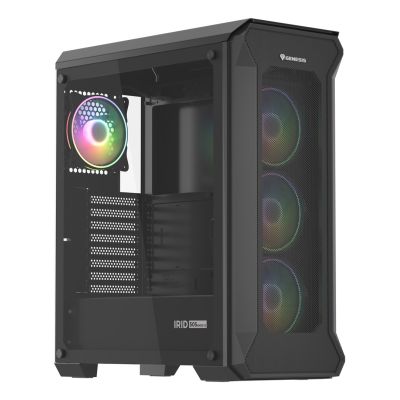 14. Obudowa NATEC Genesis Irid 505 ARGB NPC-1518 (ATX. Micro ATX. Mini ITX; kolor czarny)