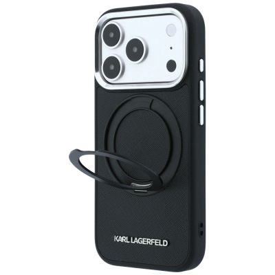 2. Etui Karl Lagerfeld Ring Stand 360 Saffiano Classic Logo MagSafe na iPhone 18 Pro Max / 17 Pro Max - czarne