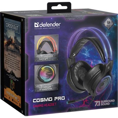 7. DEFENDER SŁUCHAWKI NAUSZNE Z MIKROFONEM COSMO PRO 7.1 PODŚWIETLENIE RGB 64536