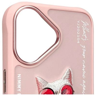 5. Etui Nimmy Glasses Cool Cat na iPhone 16 - różowe