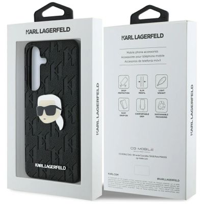 8. Etui Karl Lagerfeld Leather Monogram Pin Logo Karl Head Samsung Galaxy S25 czarny