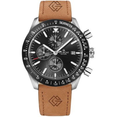 Zegarek Męski Giewont Chronograph Sapphire Brązowo Czarny GW8720-A1