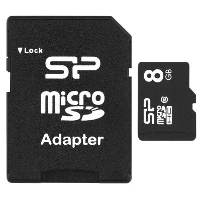 2. Karta pamięci Silicon Power microSDHC 8GB Class 10 + ADAPTER microSD-SD (SP008GBSTH010V10SP)