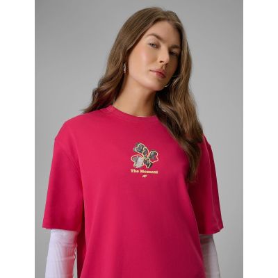 6. T-shirt loose z nadrukiem damski 4F 4FRSS26TTSHF3706-53S