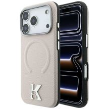 Etui Karl Lagerfeld Grained Embossed Ring & Kameo Logo MagSafe na iPhone 18 Pro / 17 Pro - beżowe