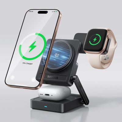 8. Ładowarka bezprzewodowa Baseus PicoGo AF21 3w1 Qi2.2 35W z kablem USB-C 1m - czarna