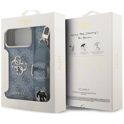 9. Etui Guess 4G Big 4G Classic Logo Big Strap Metal Buttons na iPhone 18 Pro Max / 17 Pro Max - niebieskie