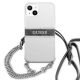 3. Etui Guess 4G Grey Strap Silver Chain na iPhone 13 mini - przezroczyste