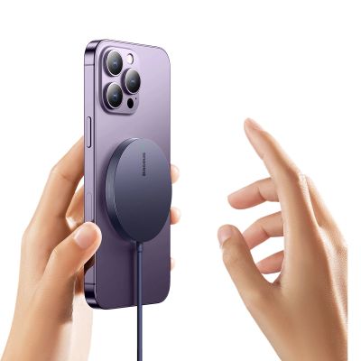 3. Baseus Simple Mini3 ładowarka magnetyczna MagSafe Qi 15W fioletowa