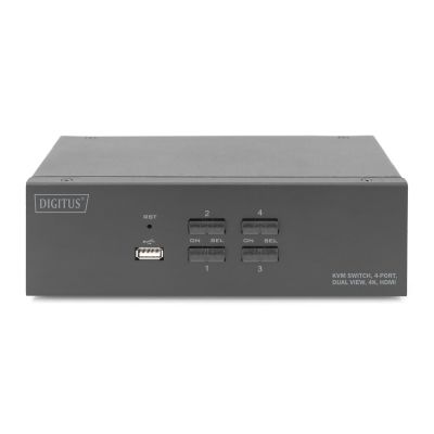 4. Digitus Przełącznik KVM, 4-portowy, obsługa dwóch monitorów, 4K, HDMI®