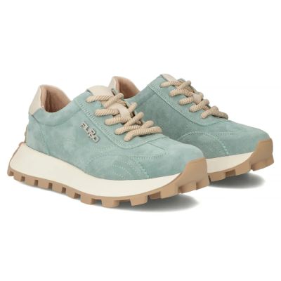 5. Skórzane półbuty sneakersy na platformie zielone Filippo DP7498