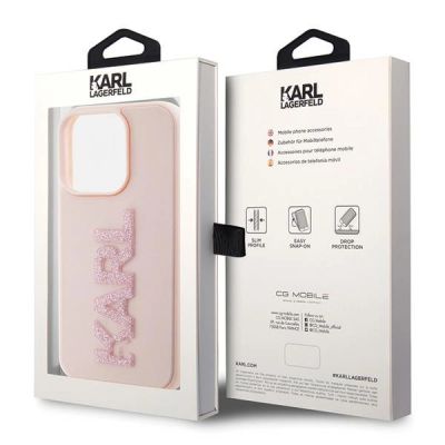8. Etui Karl Lagerfeld 3D Rubber Glitter Logo na iPhone 15 Pro Max - różowe