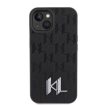 3. Etui Karl Lagerfeld Leather Monogram Hot Stamp Metal Logo na iPhone 15 / 14 / 13 6.1" - czarne