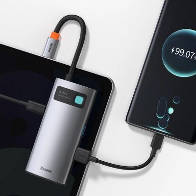10. Baseus Metal Gleam 4w1 wielofunkcyjny HUB USB Typ C - USB Typ C Power Delivery 100 W / HDMI 4K 30 Hz / USB 3.2 Gen 1 / USB 2.0 (CAHUB-CY0G)