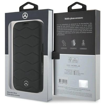 8. Etui Mercedes MB Waves Leather na iPhone 16 Pro Max - czarne