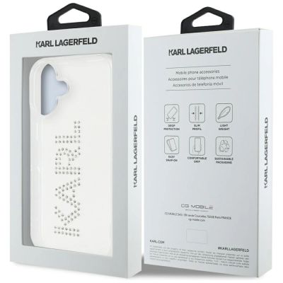 8. Etui Karl Lagerfeld IML Rhinestones Logo na iPhone 16 - przezroczyste