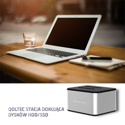 4. QOLTEC STACJA DOKUJĄCA DYSKÓW 2XHDD/SSD 2.5"/3.5" SATA | USB 3.0 | KLONOWANIE
