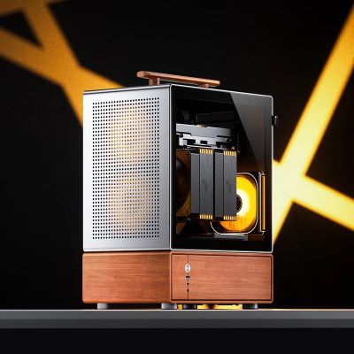 8. Obudowa PC Jonsbo T7, Midi-Tower, mATX, Szkło Hartowane - srebrne