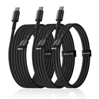 Zestaw kabli Baseus Tungsten Gold 100W USB-C - USB-C 1m 2m 3m - czarny